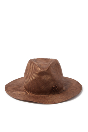 قبعة فيدورا بشعار الماركة المجدول